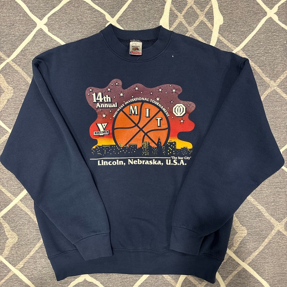 Vintage YMCA Basketball Crewneck MIT Lincoln Nebraska Made in USA Size XL